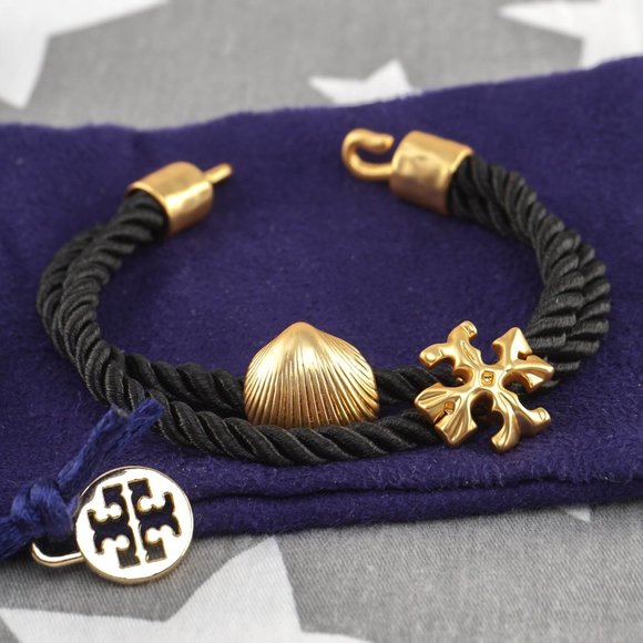 Tory Burch Shell Rope Bracelet in Tory Gold / Black (Brand New) - Picture 1 of 6